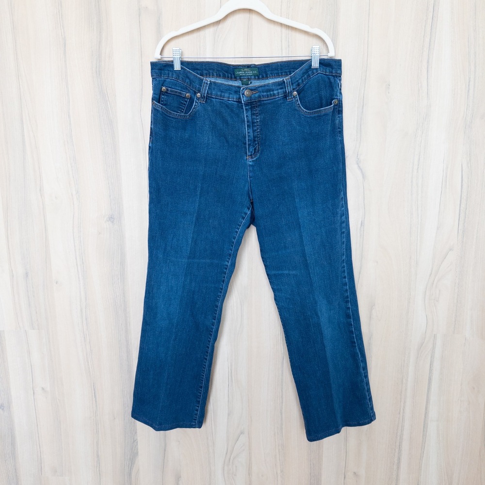 LRL Ralph Lauren Womens Jeans Size 16W Medium Wash Straight Leg Stretch Leg
